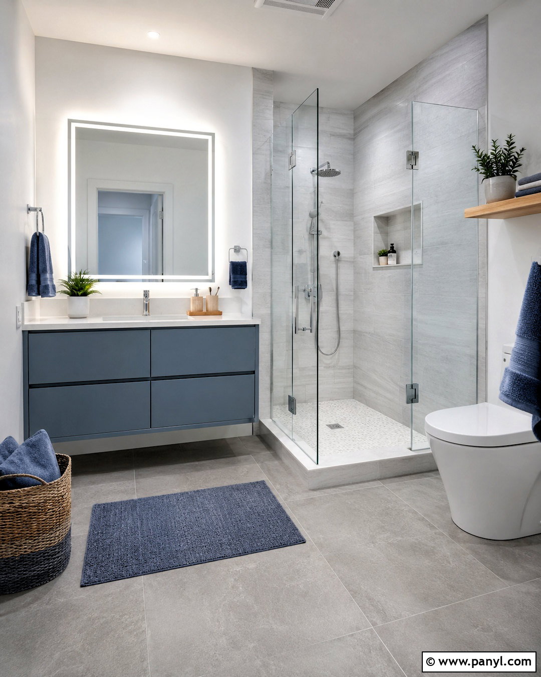 Gray Bathroom With Blue Vanity - 20 modern gray bathroom ideas