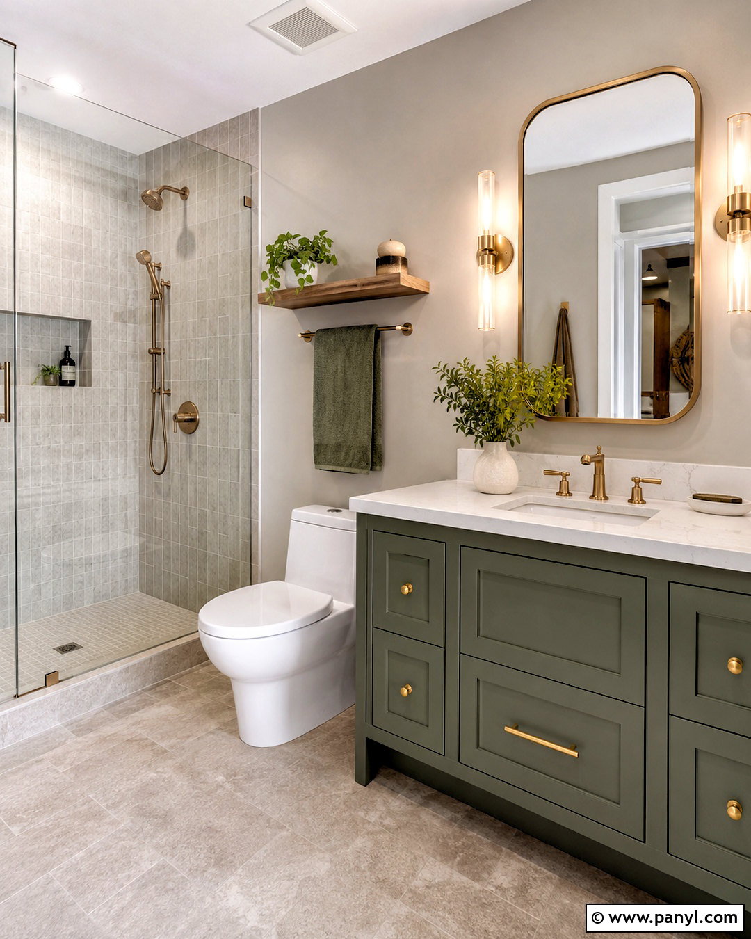 Gray Bathroom With Green Accents - 20 modern gray bathroom ideas