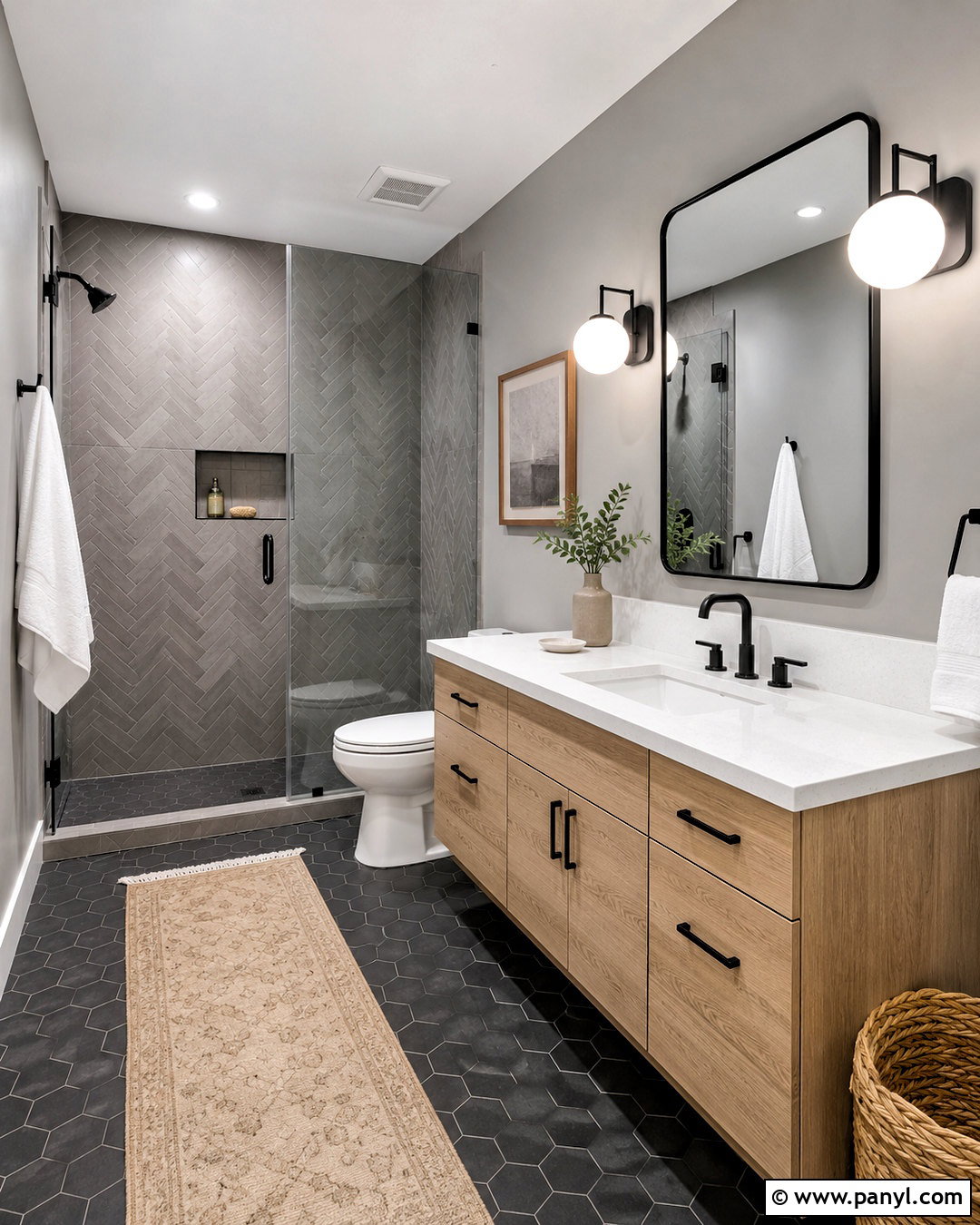 Gray Bathroom With Herringbone Tile - 20 modern gray bathroom ideas