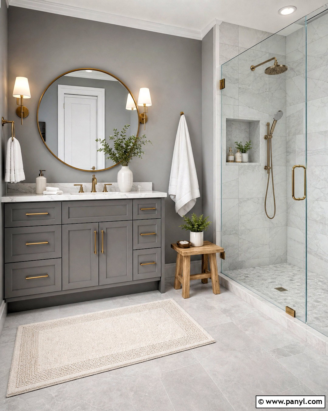 Gray Bathroom With Marble - 20 gray room ideas