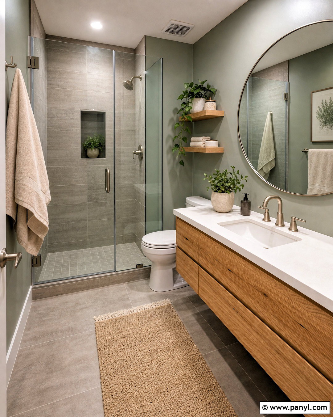 Gray Bathroom With Sage Green - 20 small gray bathroom ideas