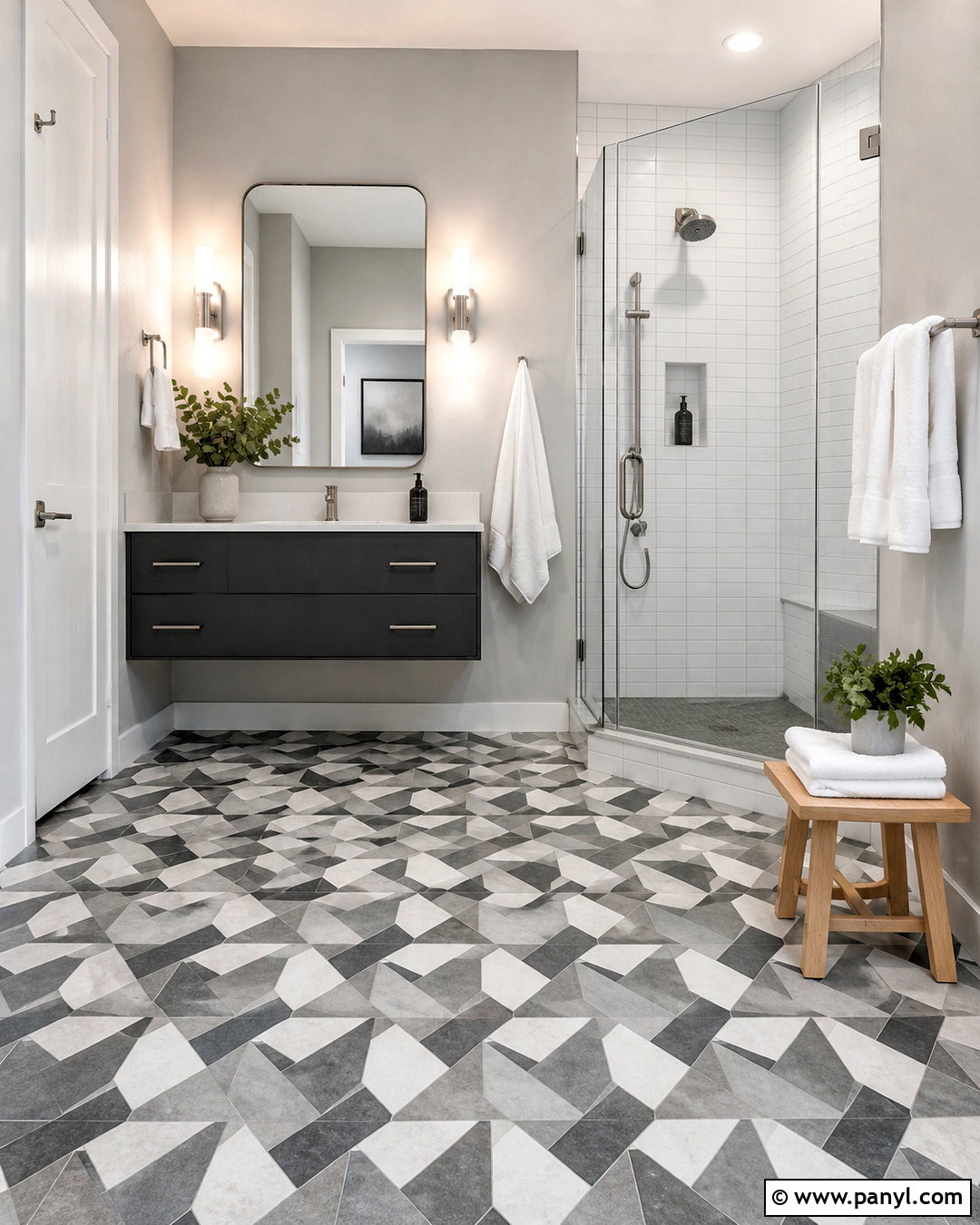 Gray Bathroom With Statement Floor - 20 modern gray bathroom ideas
