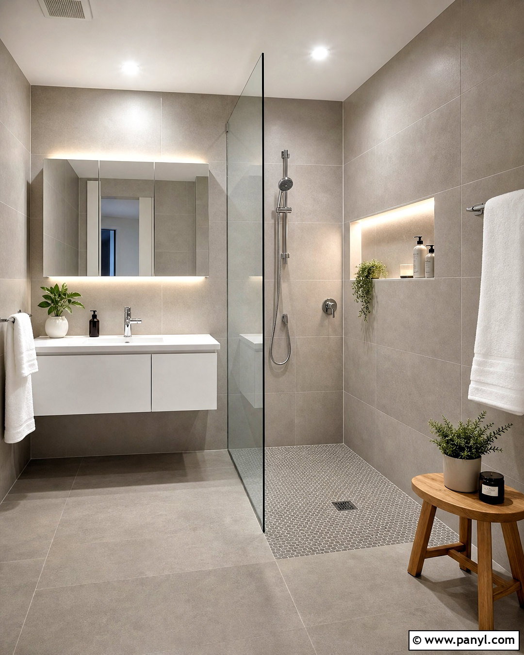 Gray Bathroom With Walk-In Shower - 20 small gray bathroom ideas