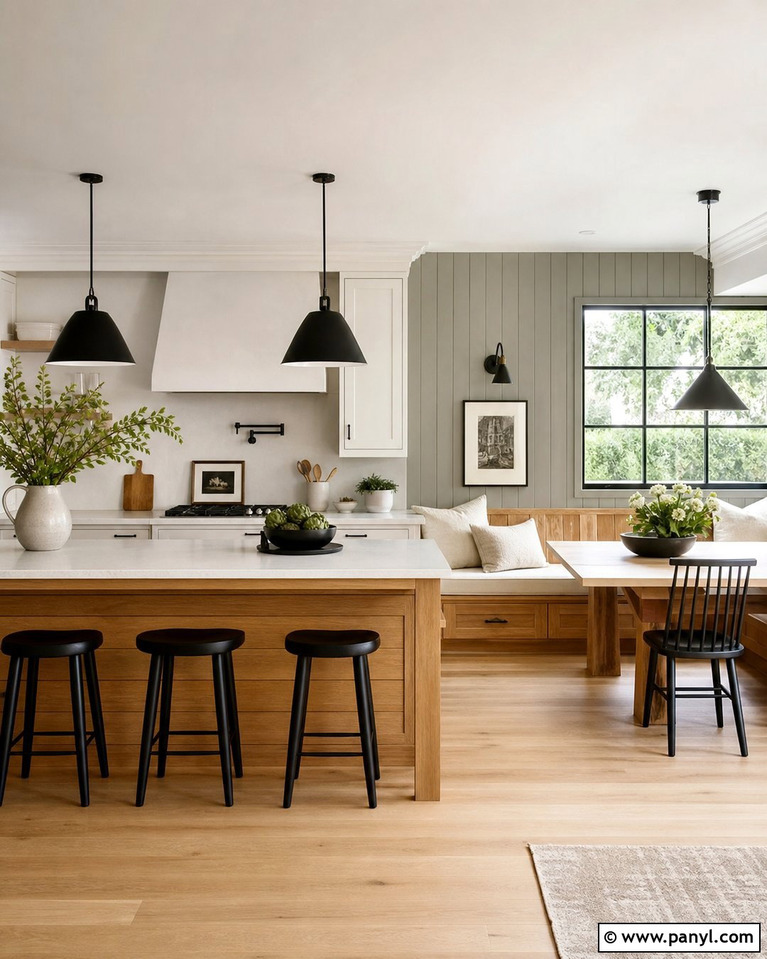 Gray Beadboard Accent Wall With Modern Cabinets - 20 Modern Kitchen With Gray Accent Wall Ideas
