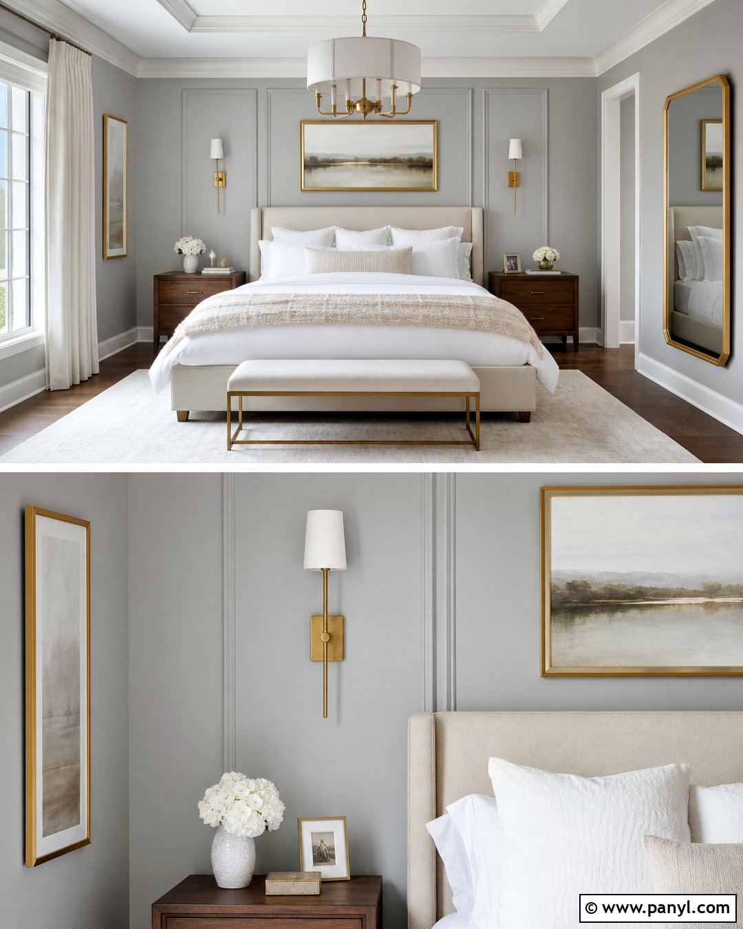 Gray Bedroom Walls With Gold Accents - 35 Gray Bedroom Walls