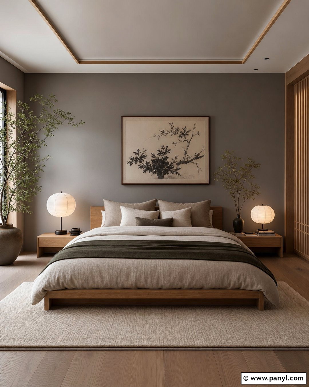 Gray Bedroom Walls With Japandi Decor - 35 Gray Bedroom Walls