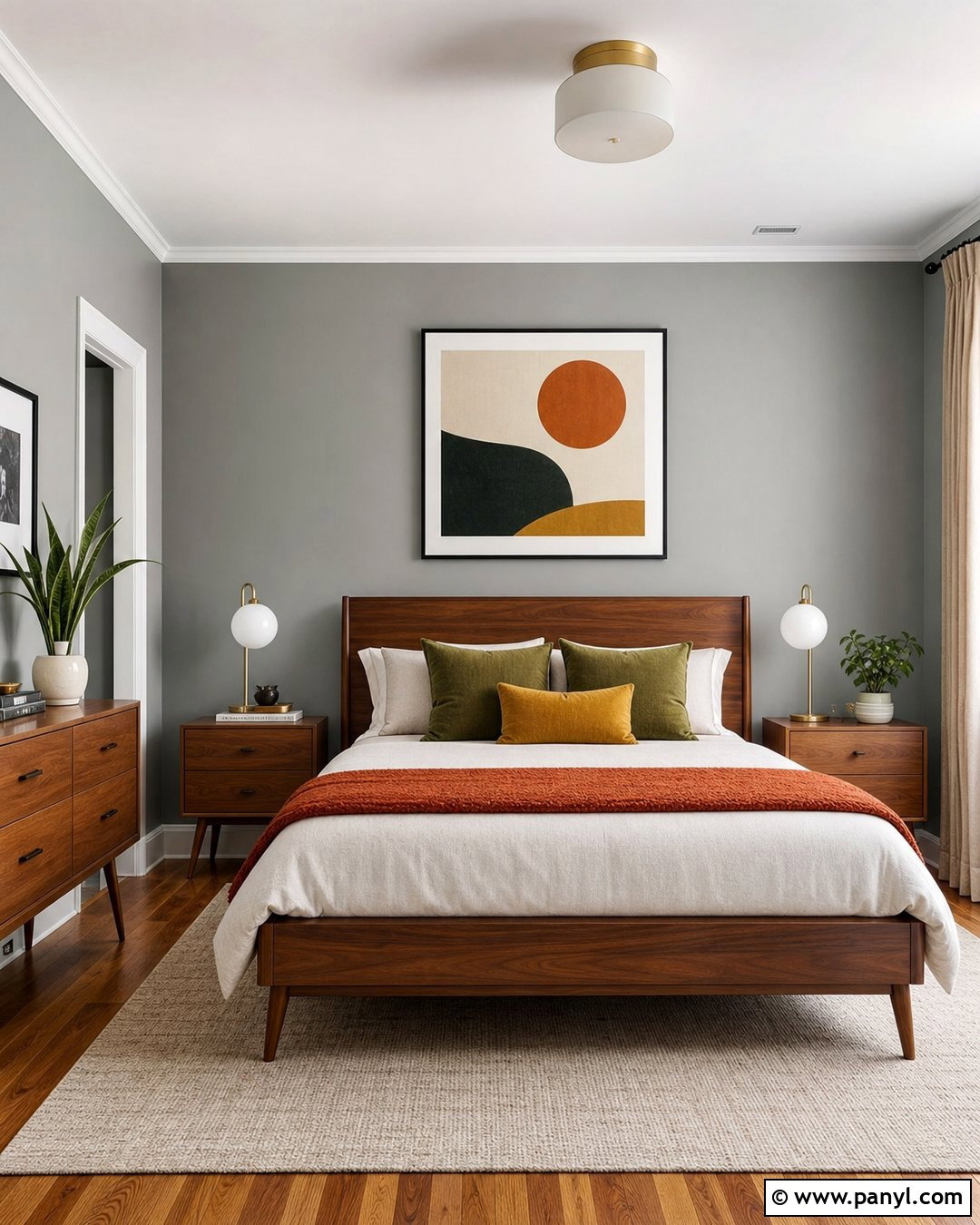 Gray Bedroom Walls With Midcentury Furniture - 35 Gray Bedroom Walls