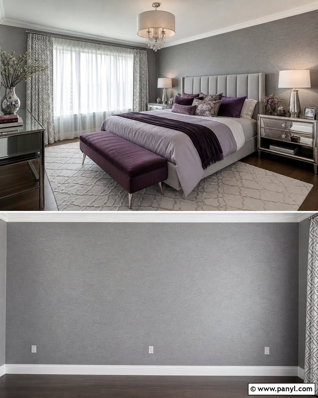 Gray Bedroom Walls With Purple Accents - 35 Gray Bedroom Walls