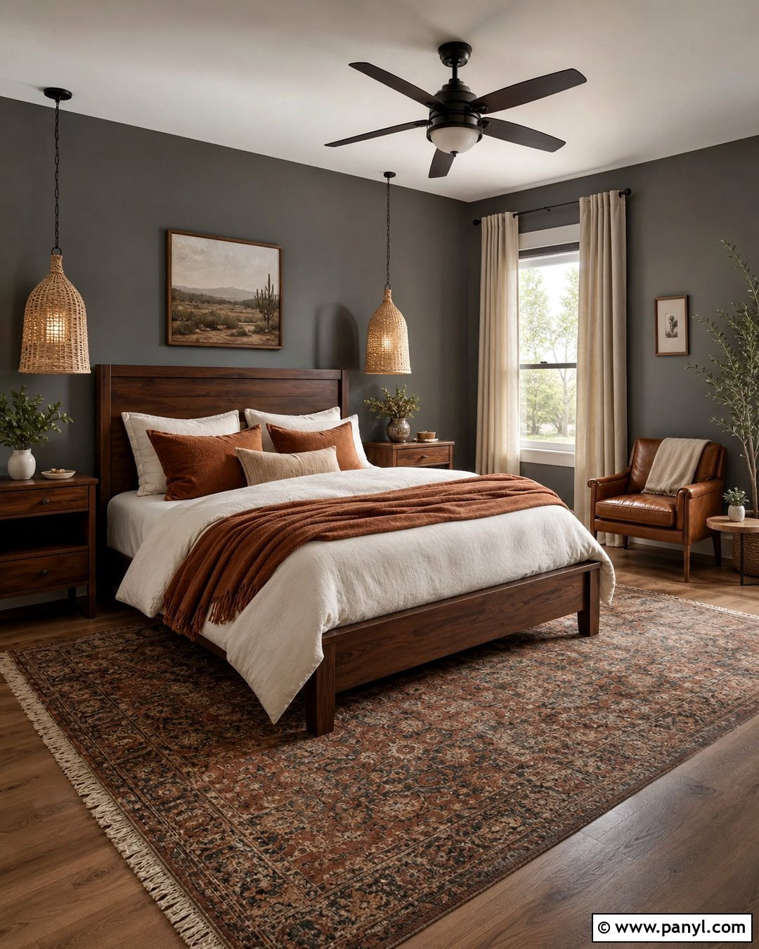 Gray Bedroom Walls With Rust Orange Decor - 35 Gray Bedroom Walls