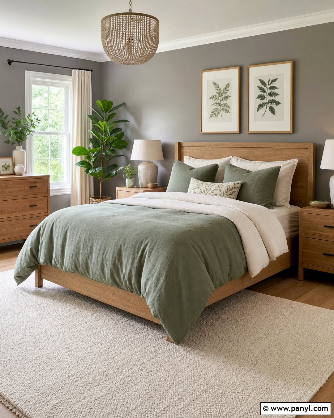 Gray Bedroom Walls With Sage Green Decor - 35 Gray Bedroom Walls