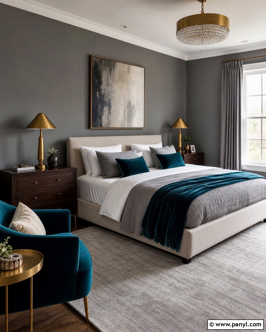 Gray Bedroom Walls With Teal Accents - 35 Gray Bedroom Walls
