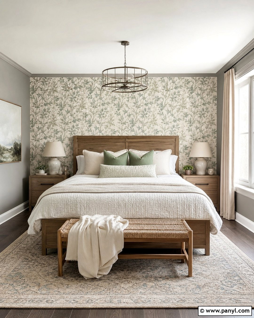 Gray Bedroom Walls With Wallpaper Accent - 35 Gray Bedroom Walls