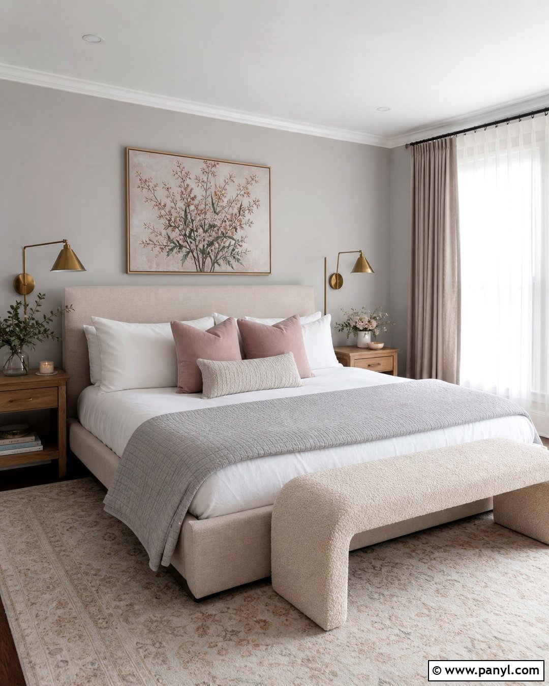 Gray Bedroom With Blush Pink Decor - 25 Room With Gray Walls