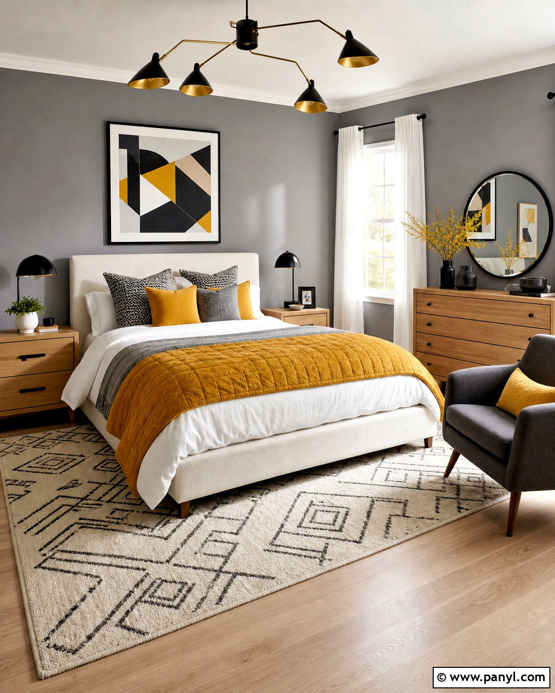 Gray Bedroom With Mustard Yellow Accents - 20 gray walls bedroom ideas