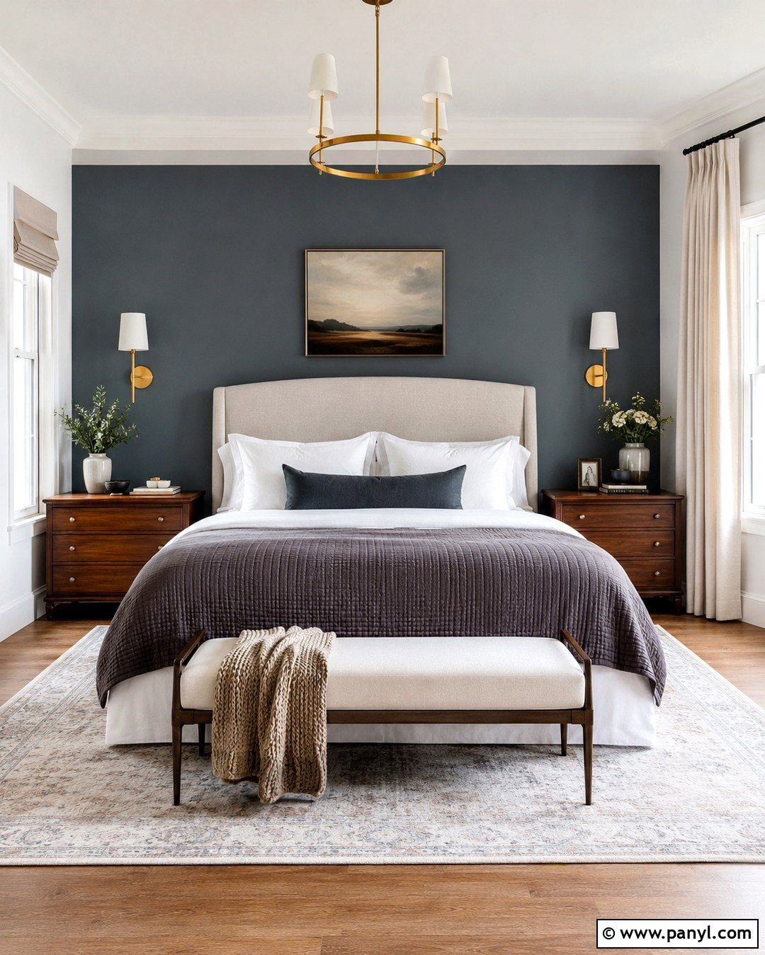 Gray Blue Accent Wall Behind The Bed - 20 Gray Blue Accent Wall Ideas