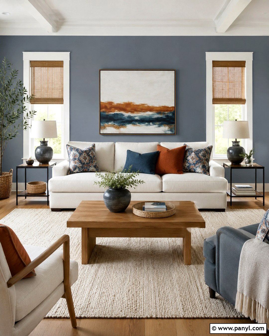 Gray Blue Accent Wall Behind The Sofa - 20 Gray Blue Accent Wall Ideas