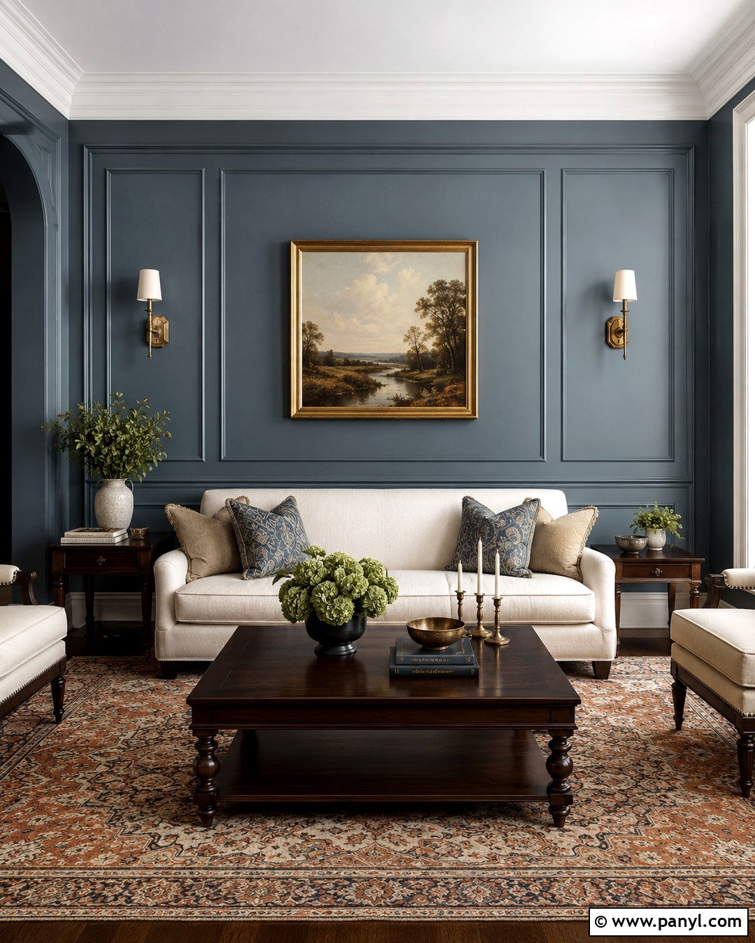 Gray Blue Accent Wall With Picture Frame Molding - 20 Gray Blue Accent Wall Ideas