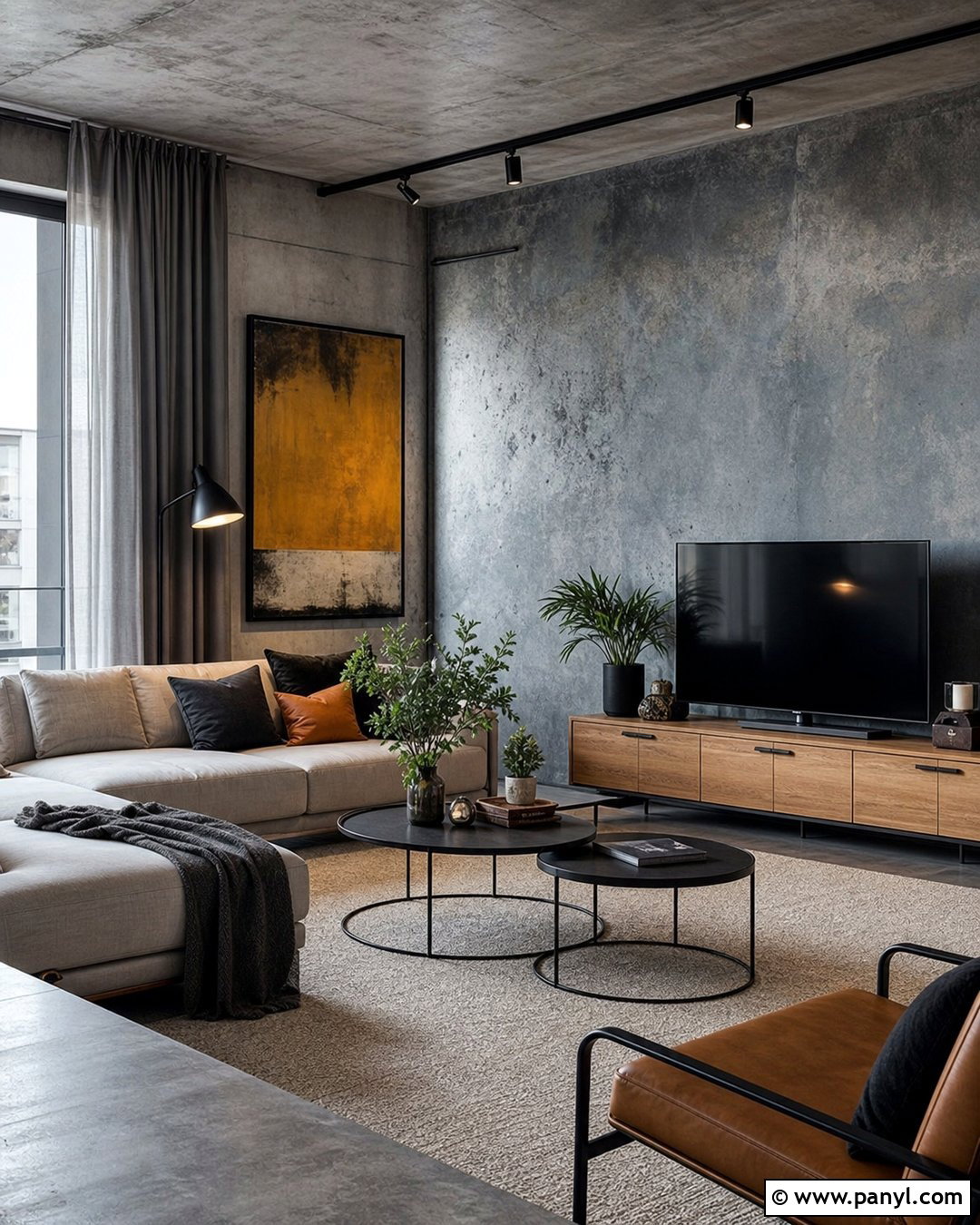 Gray Blue Concrete Living Room Wall - 35 royal paint wall design for living room ideas