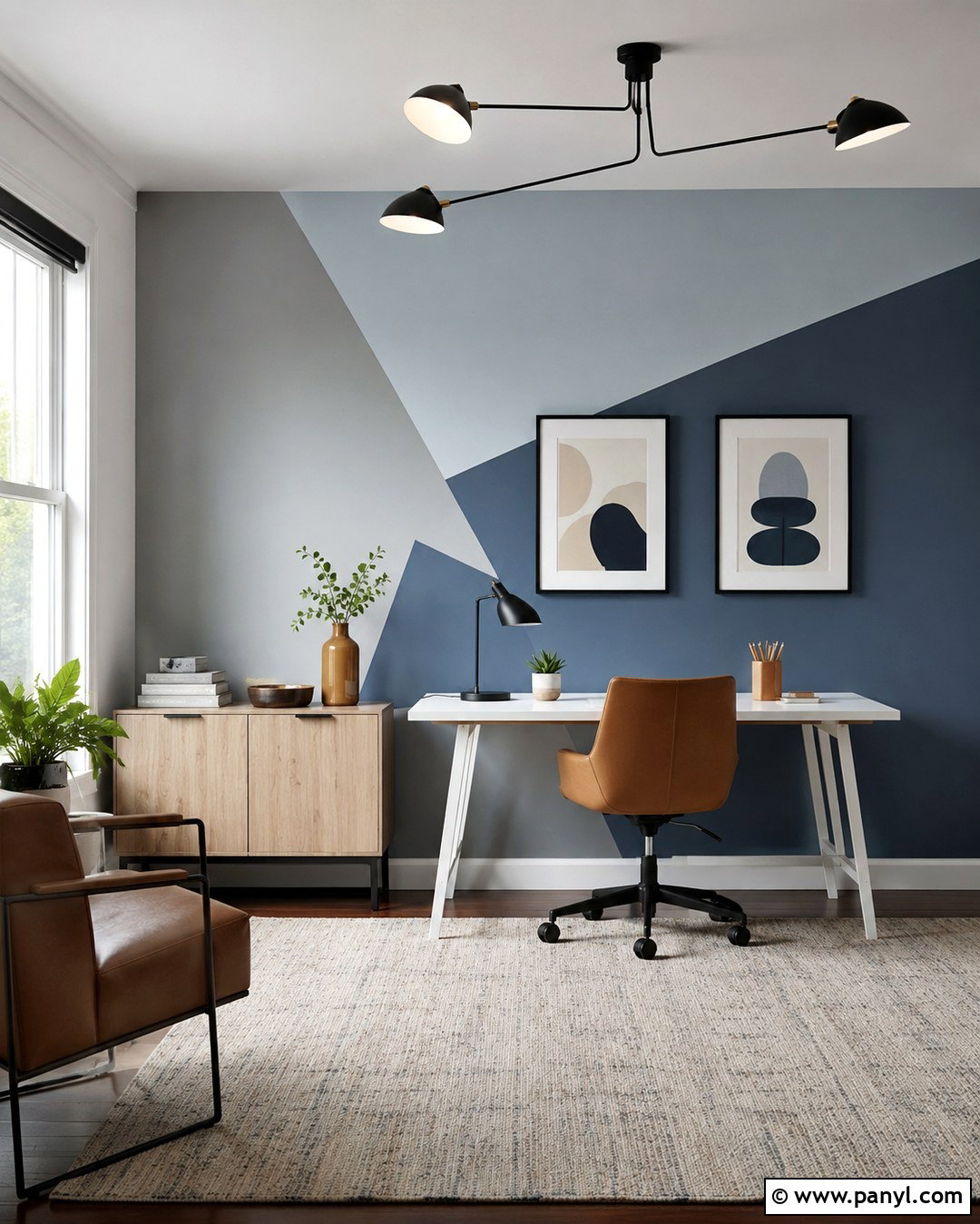 Gray Blue Geometric Accent Wall - 20 Gray Blue Accent Wall Ideas