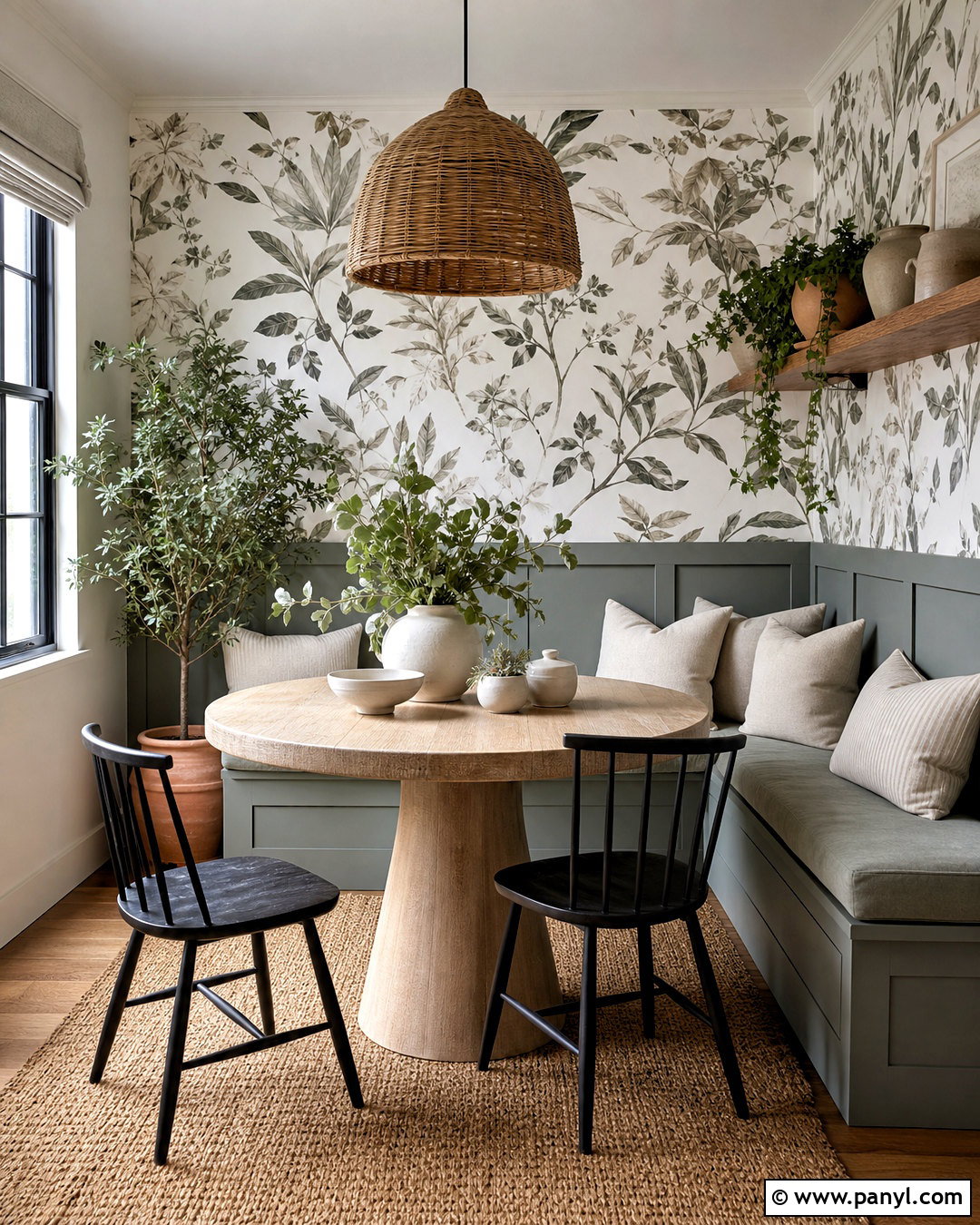 Gray Botanical Breakfast Nook - 20 gray wallpaper ideas