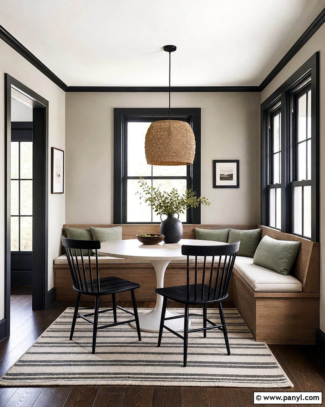 Gray Breakfast Nook With Black Trim - 35 gray walls with black trim ideas