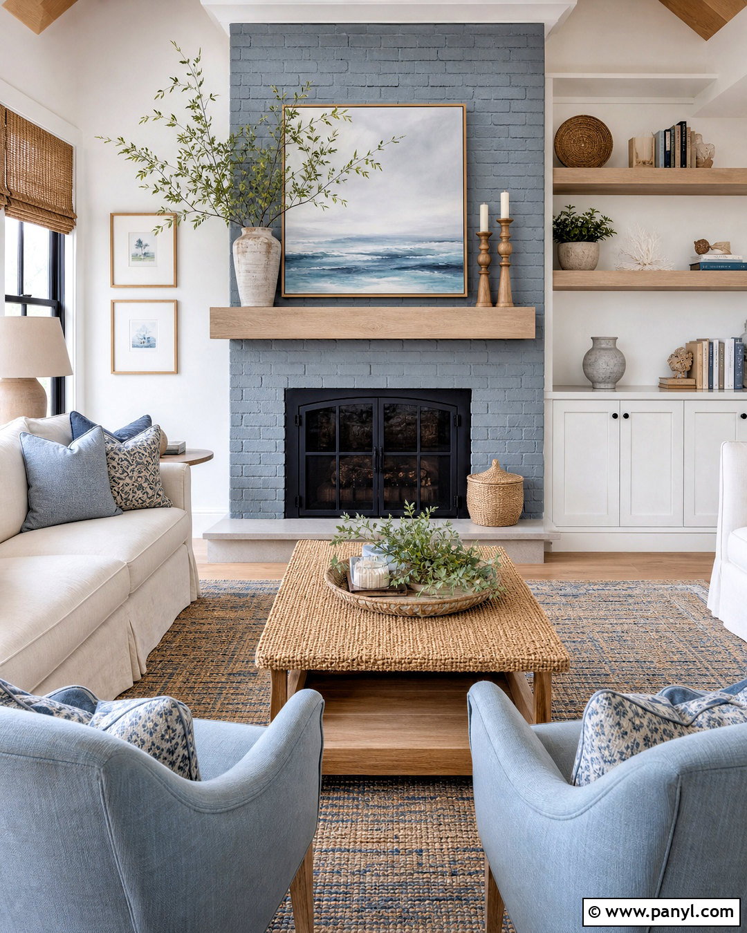 Gray Brick Fireplace With Coastal Decor - 20 gray fireplace brick painted ideas
