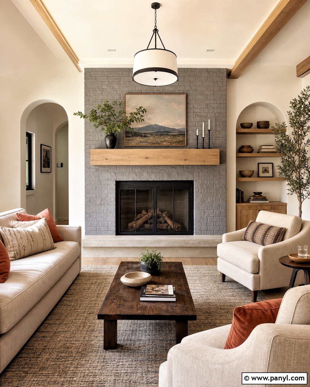 Gray Brick Fireplace With Stone Hearth - 20 gray fireplace brick painted ideas