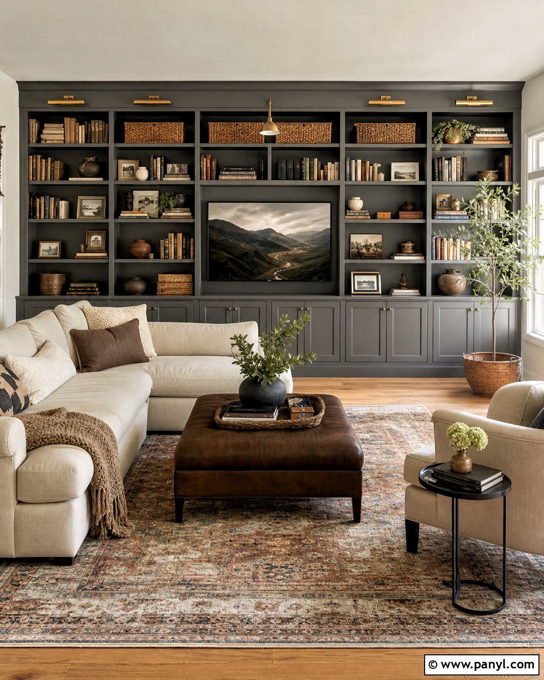 Gray Built In Bookshelf Accent Wall - 20 accent wall gray living room ideas