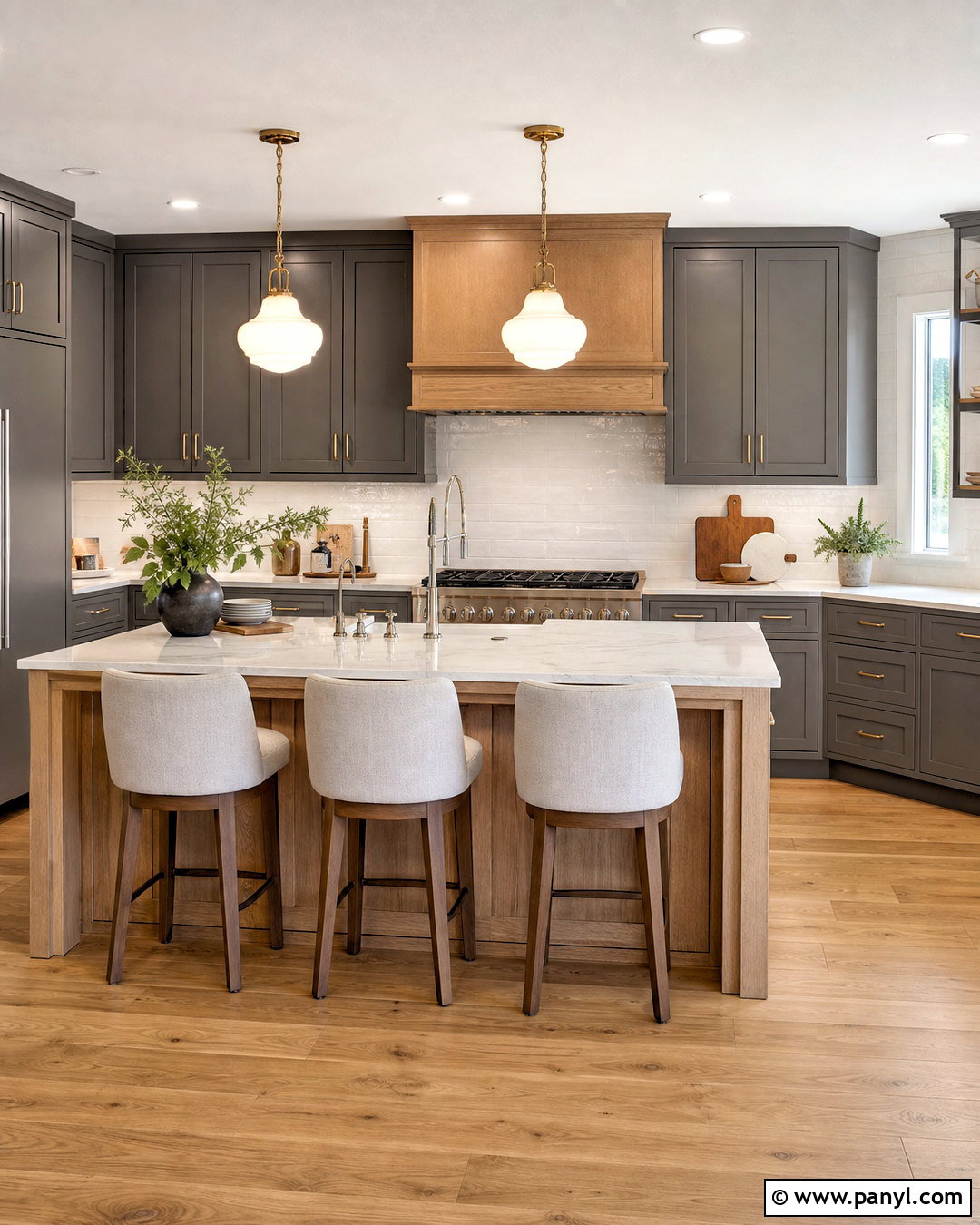 Gray Cabinets With A Natural Wood Island - 20 kitchens with gray cabinets