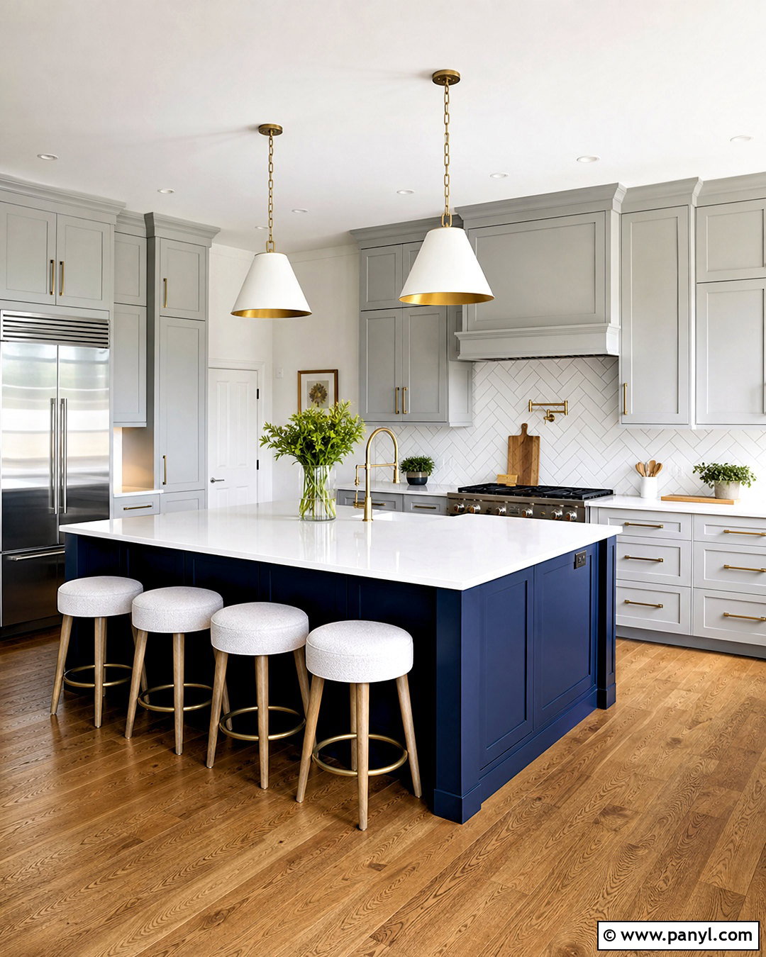 Gray Cabinets With A Navy Island - 20 kitchens with gray cabinets