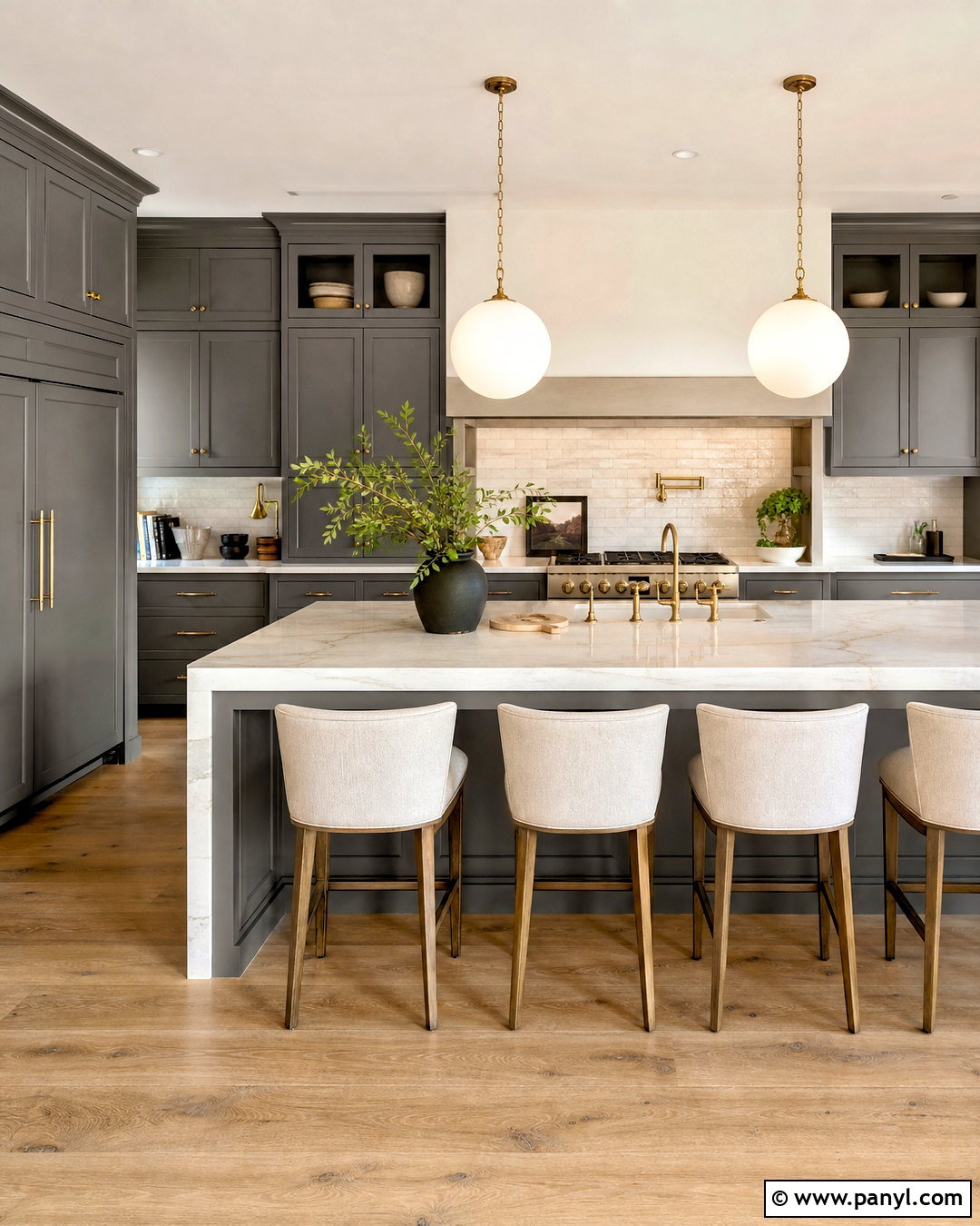 Gray Cabinets With Brass Hardware - 20 kitchens with gray cabinets