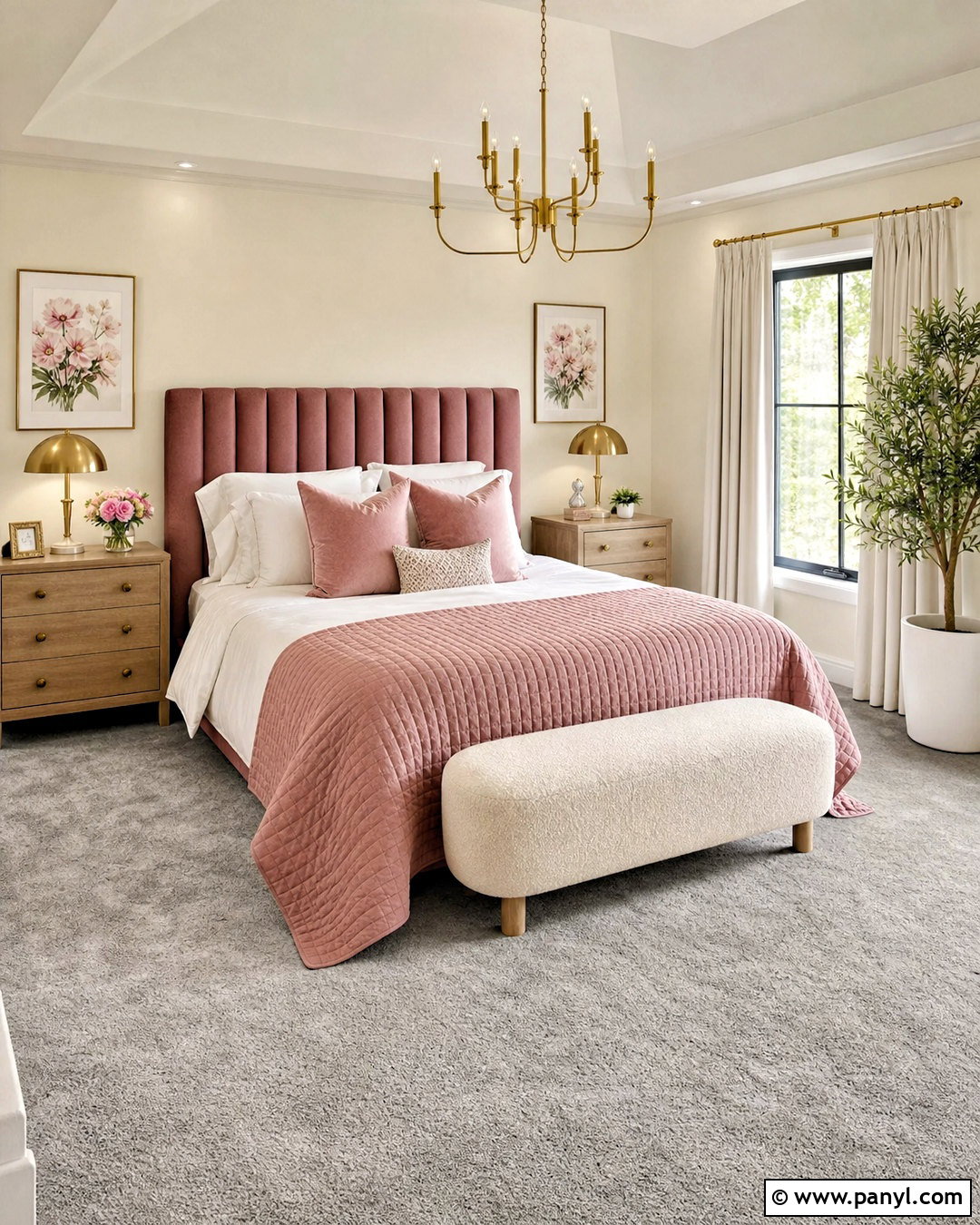 Gray Carpet Bedroom With Blush Pink Decor - 20 gray carpet bedroom ideas