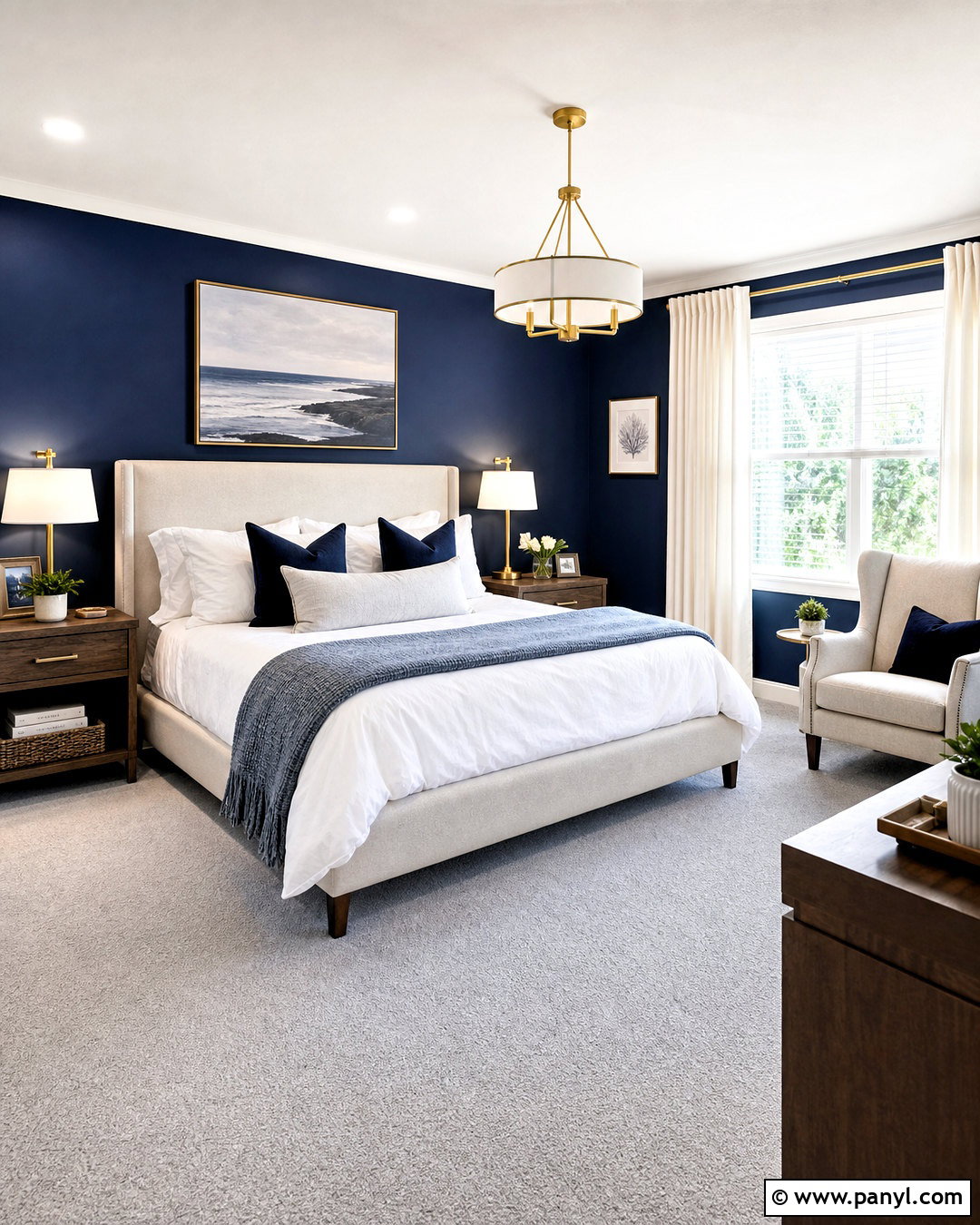Gray Carpet Bedroom With Navy Blue Walls - 20 gray carpet bedroom ideas