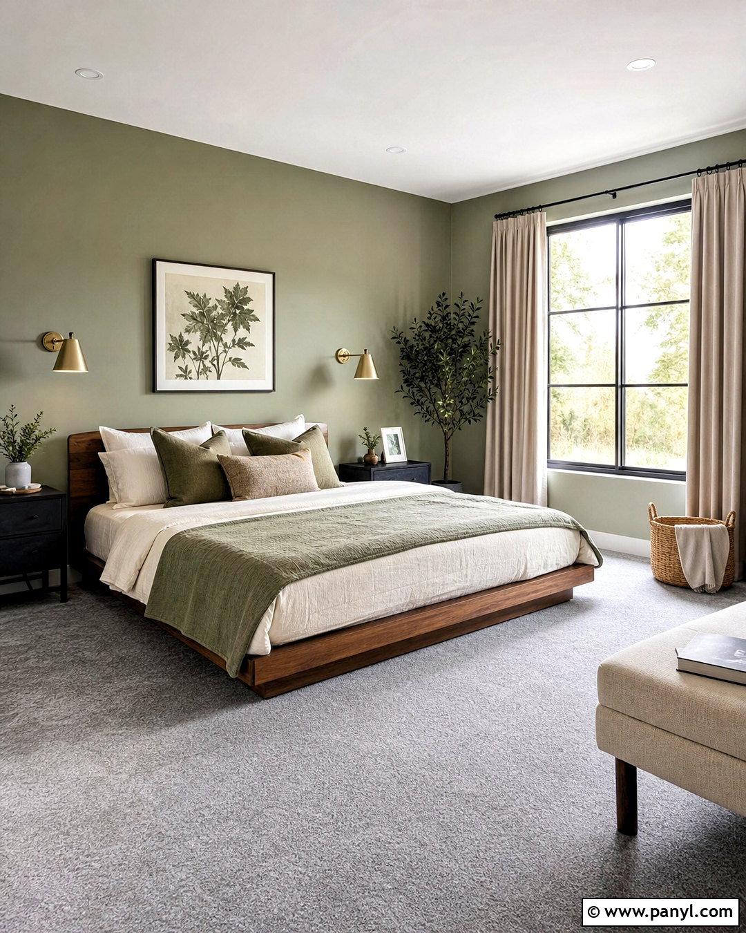 Gray Carpet Bedroom With Sage Green Walls - 20 gray carpet bedroom ideas