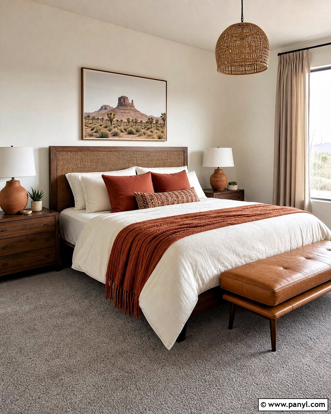 Gray Carpet Bedroom With Terracotta Accents - 20 gray carpet bedroom ideas