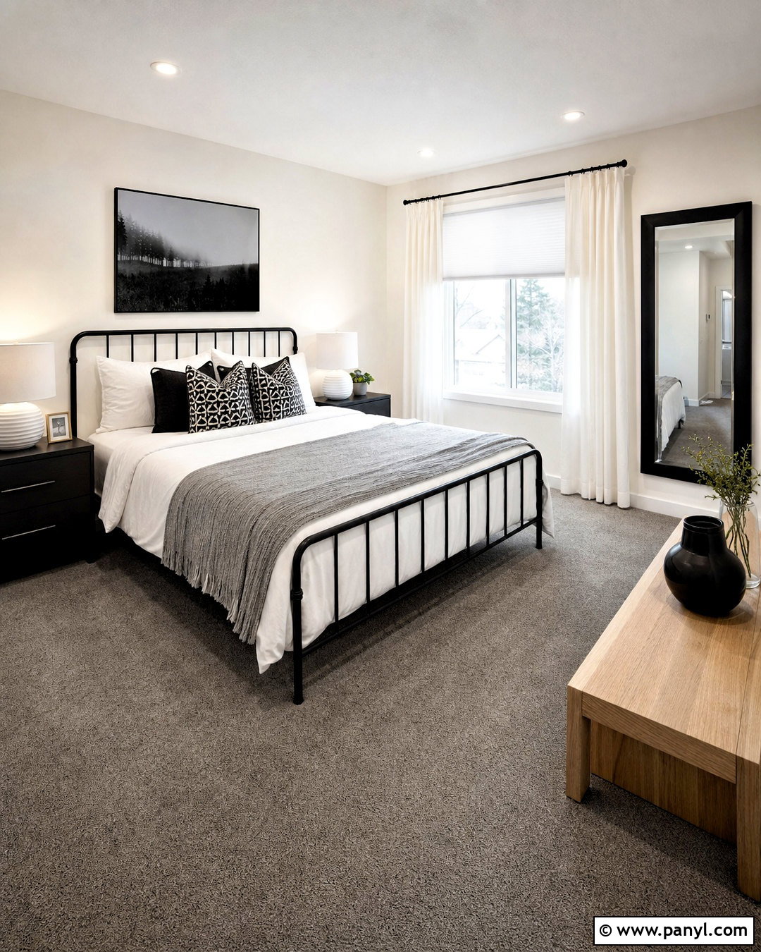 Gray Carpet Black And White Bedroom - 20 gray carpet bedroom ideas