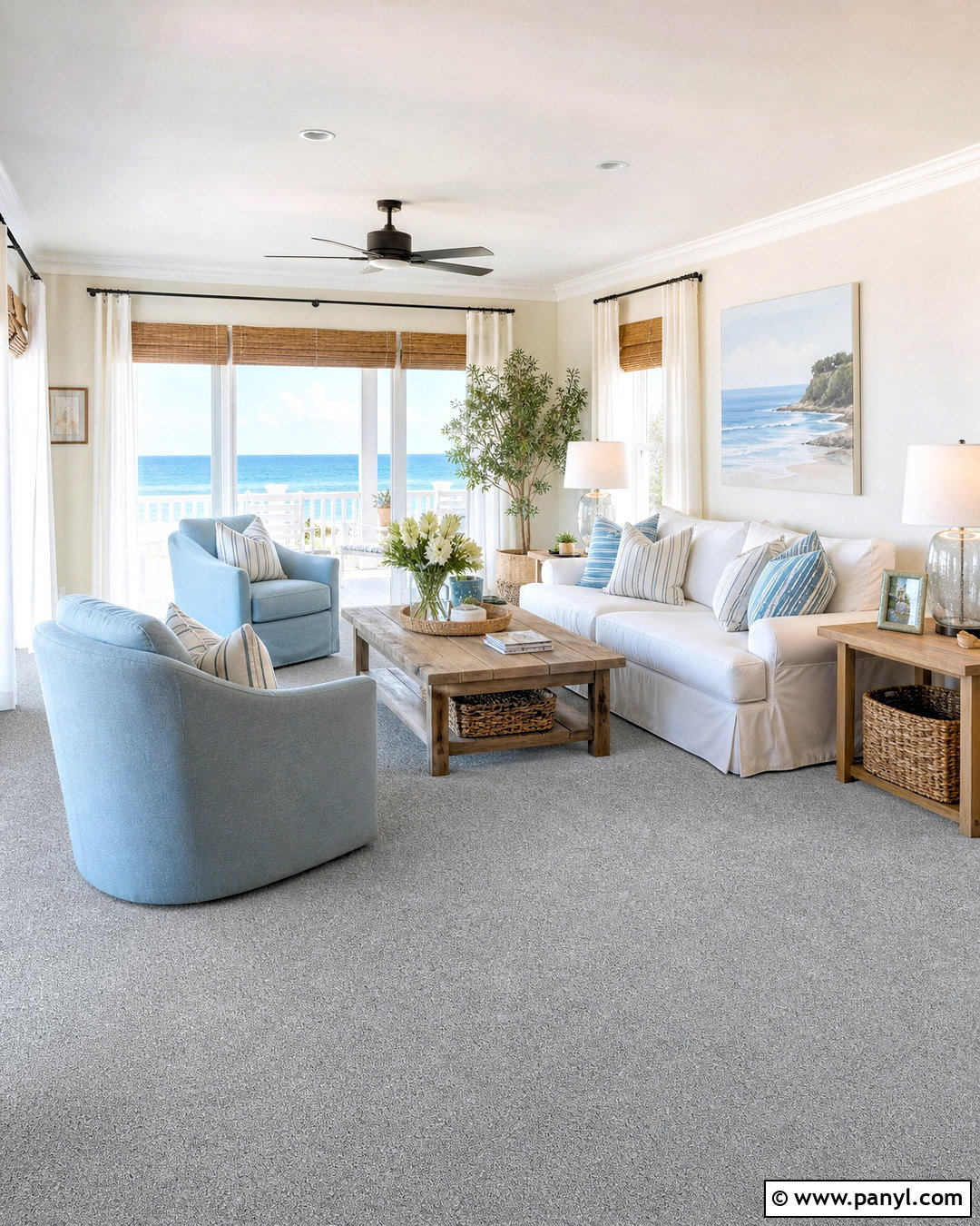 Gray Carpet Coastal Living Room - 20 gray carpet living room ideas
