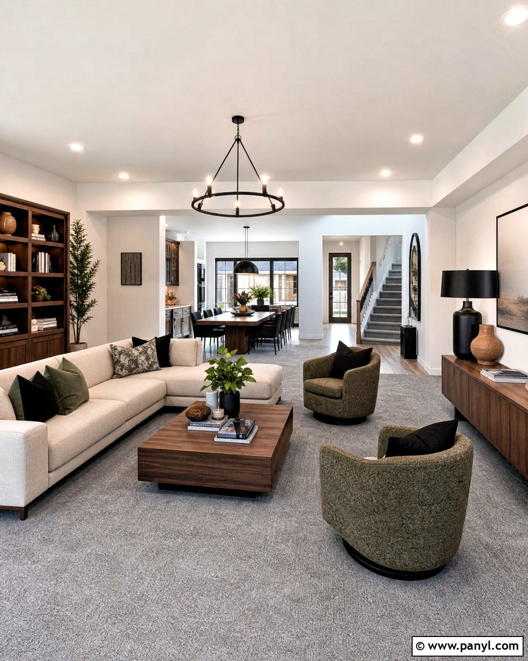 Gray Carpet Open Concept Living Room - 20 gray carpet living room ideas