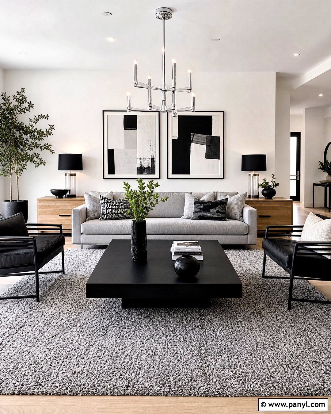 Gray Carpet With Black And White Decor - 20 gray carpet living room ideas