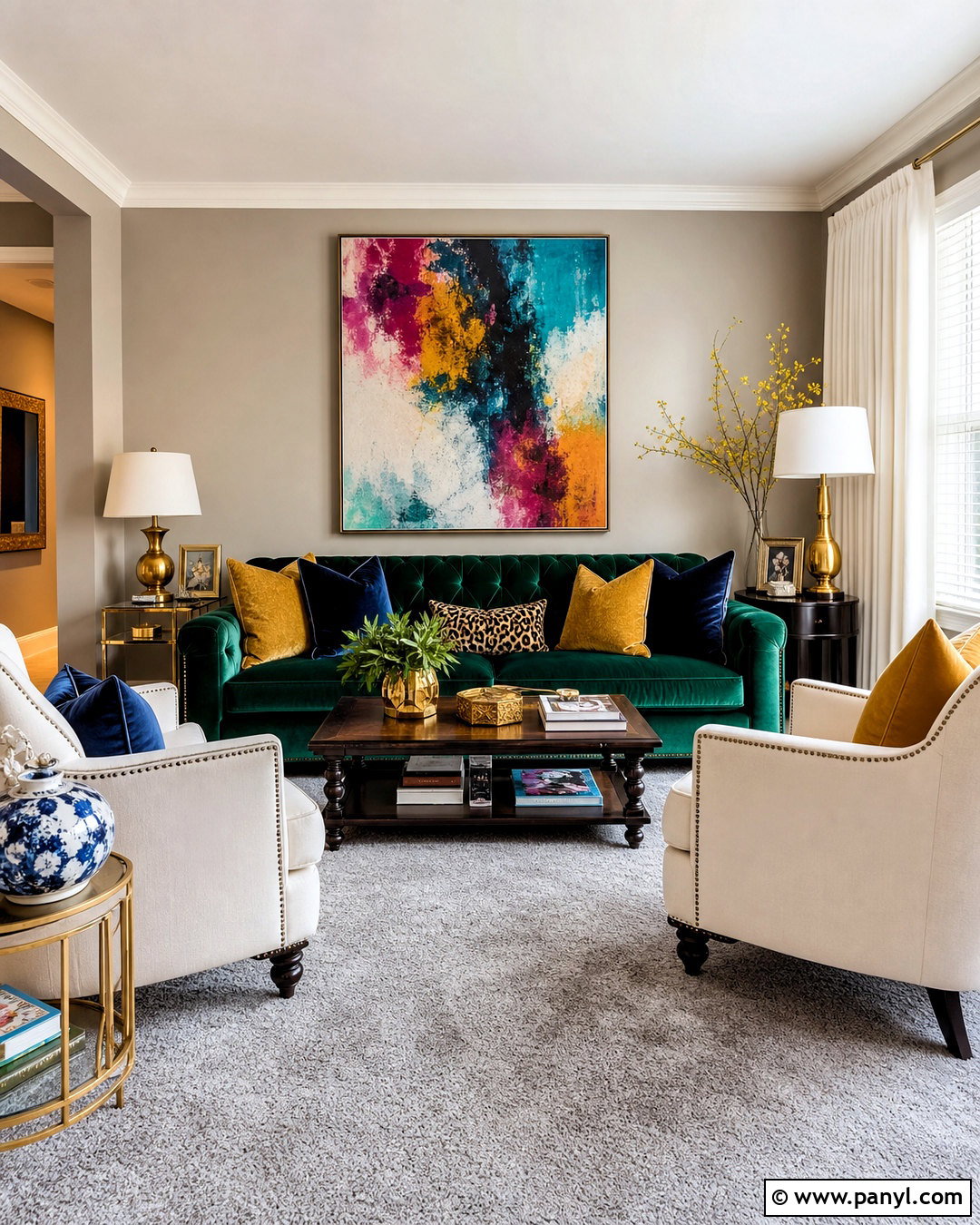 Gray Carpet With Jewel Tone Furniture - 20 gray carpet living room ideas