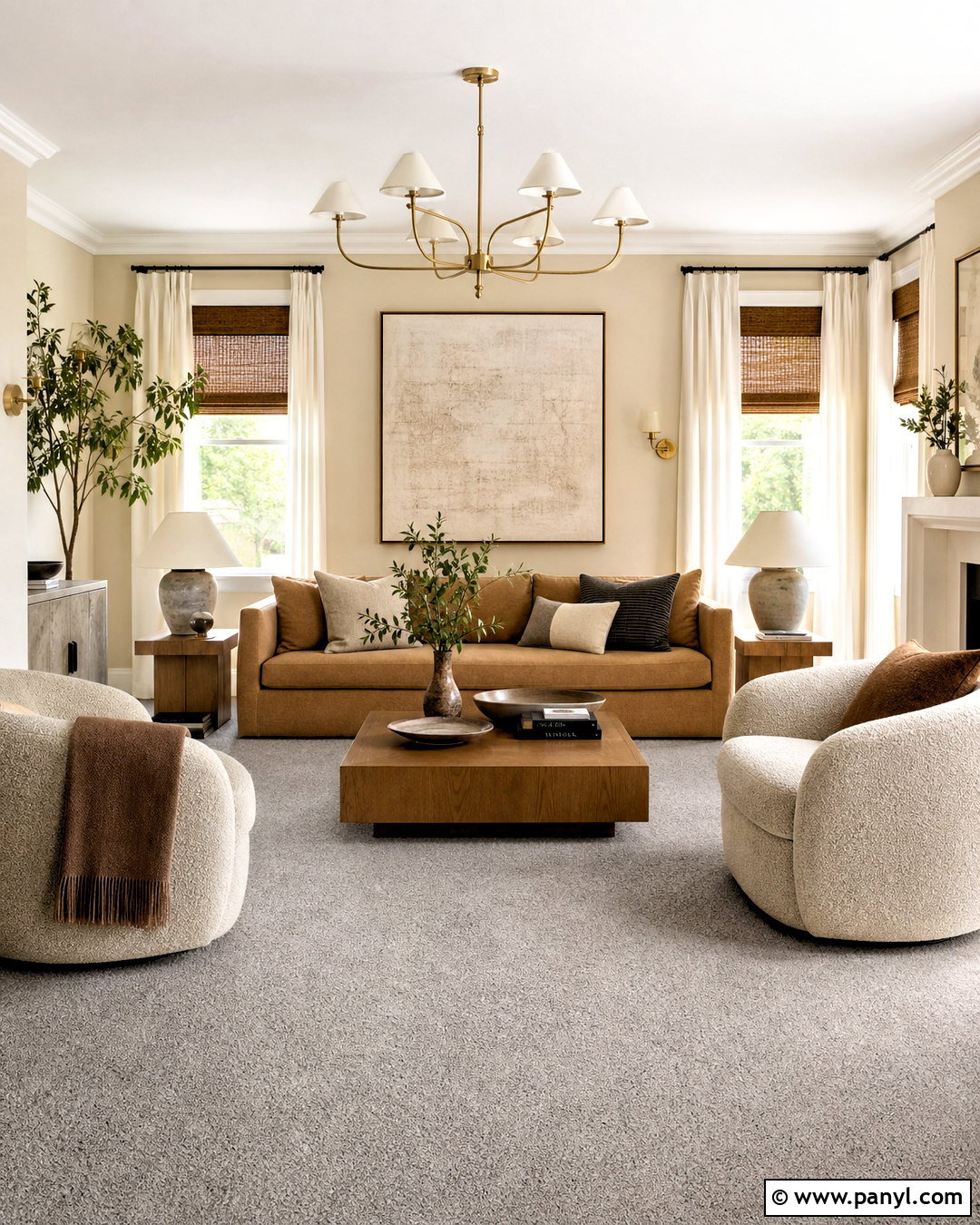 Gray Carpet With Warm Beige Decor - 20 gray carpet living room ideas