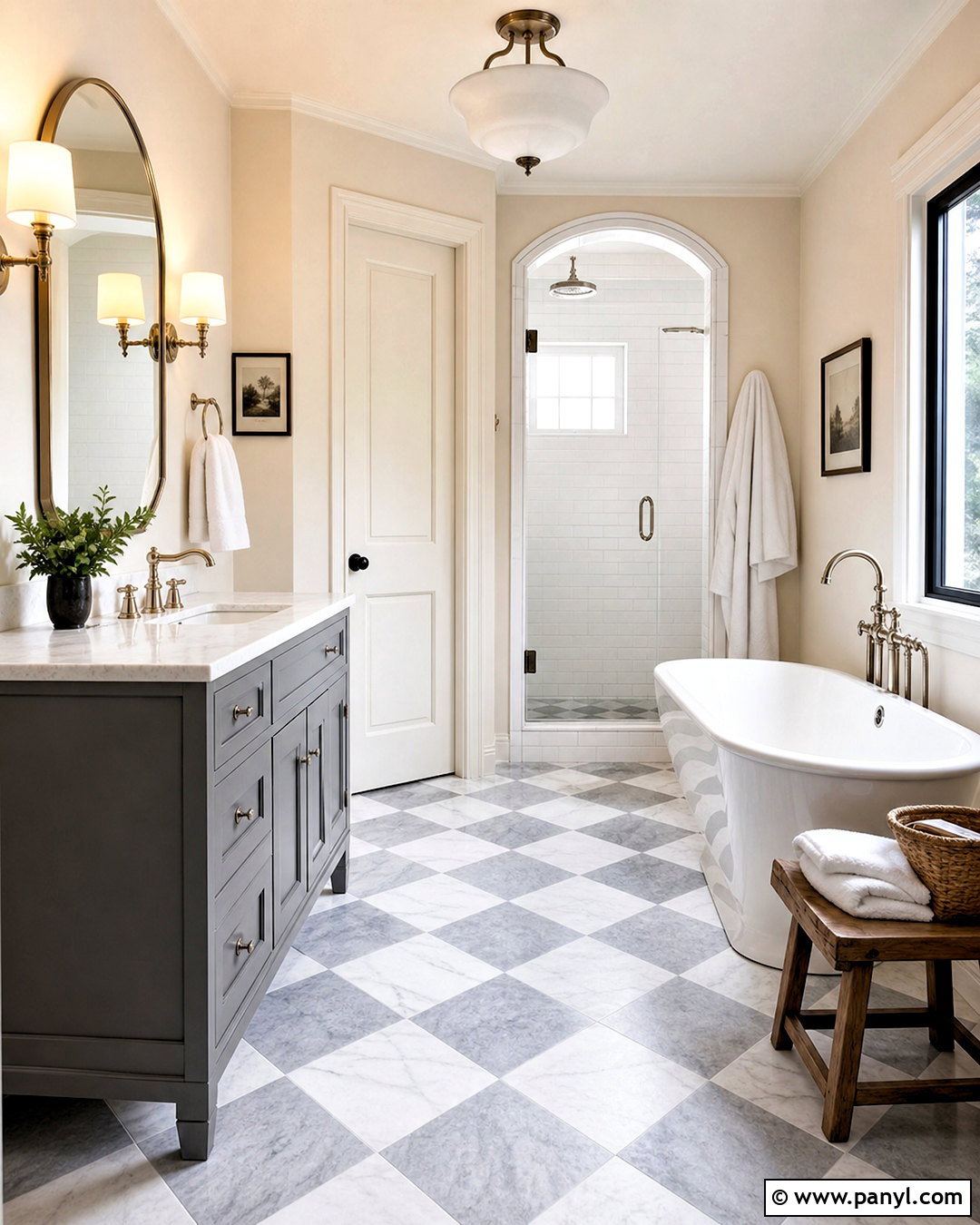 Gray Checkerboard Floor Bathroom - 20 grey and white bathroom ideas