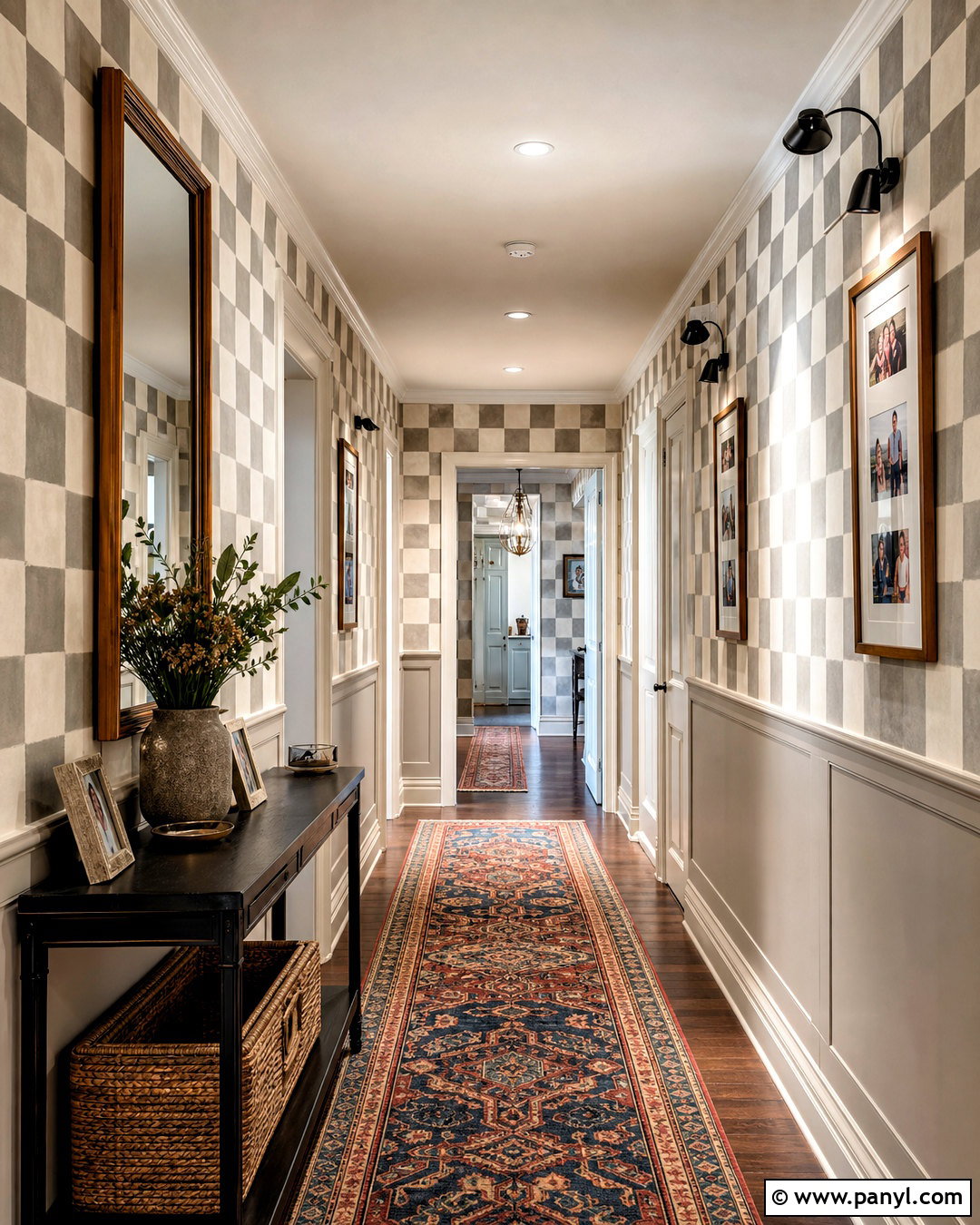 Gray Checkerboard Hallway Wallpaper - 20 gray wallpaper ideas