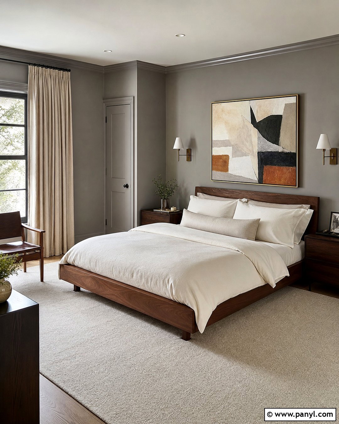 Gray Color Drenched Bedroom - 25 Wall Paint Gray Ideas