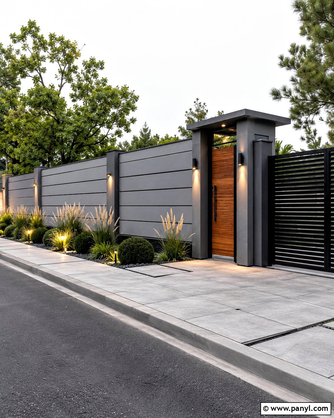 Gray Compound Wall With Horizontal Lines - 20 compound wall design exterior modern ideas