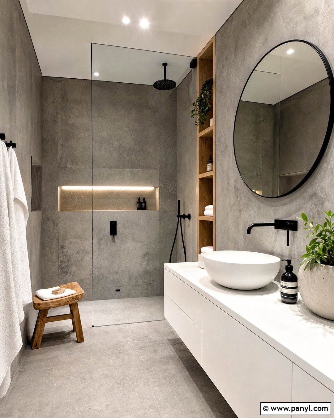 Gray Concrete And White Bathroom - 20 grey and white bathroom ideas