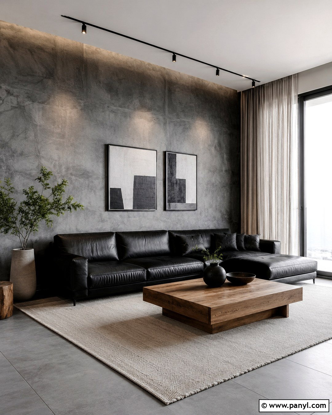 Gray Concrete Effect Accent Wall - 20 Black And Gray Accent Wall Ideas