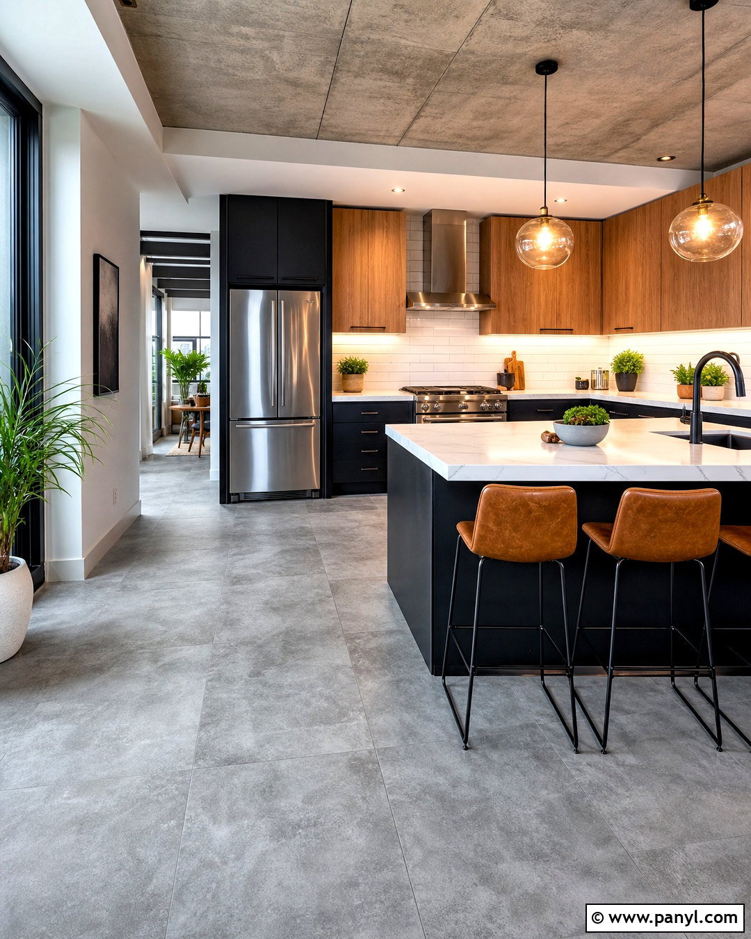 Gray Concrete Look Floor Tile - 20 floor tile design modern ideas