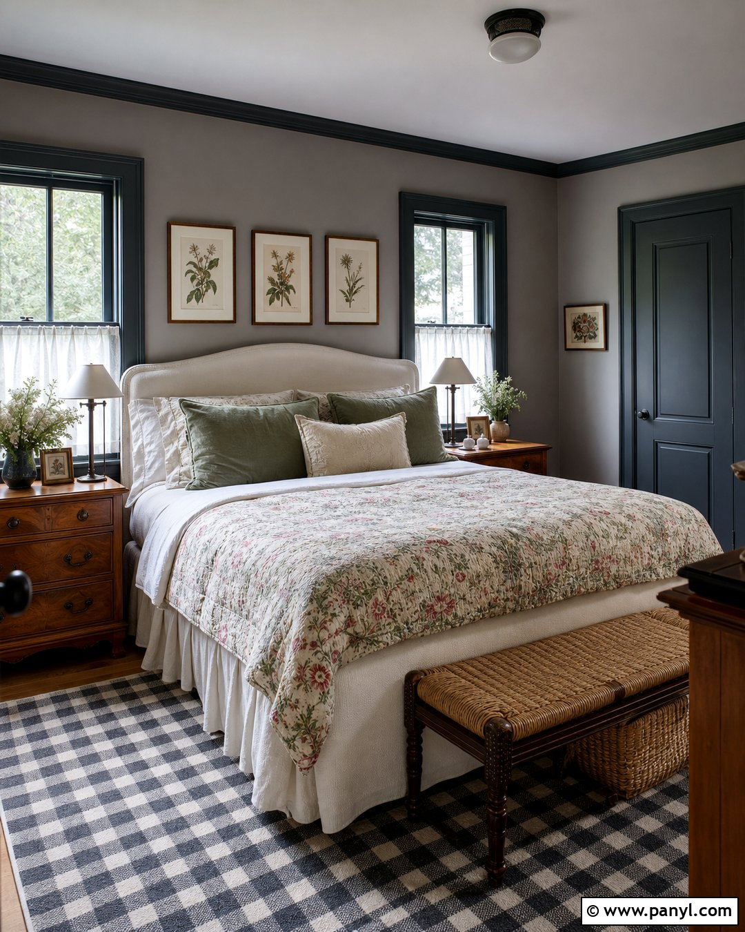 Gray Cottage Bedroom With Black Trim - 35 gray walls with black trim ideas