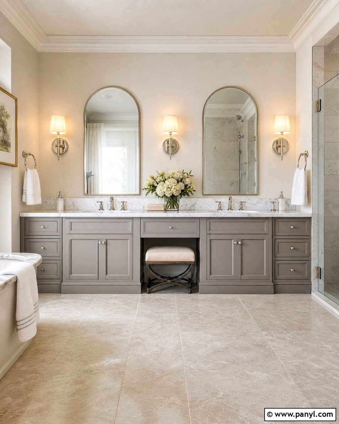 Gray Double Vanity With Marble Countertop - 20 gray vanity bathroom ideas